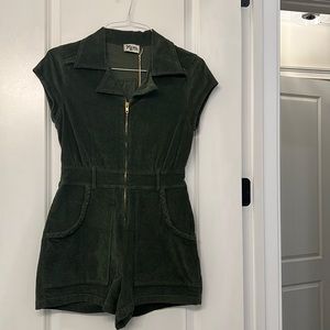 Show Me Your MuMu Green Corduroy Outlaw Romper